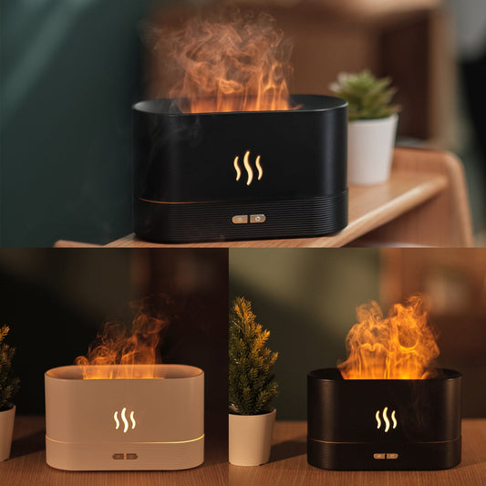 Aroma Diffuser With Flame Light Mist Humidifier Aromatherapy Diffuser With Waterless Auto-Off Protection For Spa Home Yoga Office BAZONA