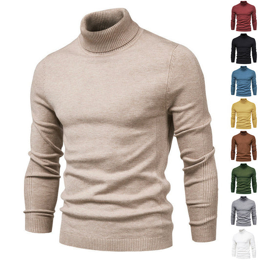 Men's Solid Color Slim Pullover Turtleneck Sweater Winter Casual Tops Clothing BAZONA