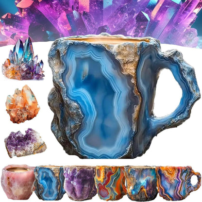 400ml Resin Mineral Crystal Coffee Mugs With Handles Elegant Fake Mineral Crystal Cup For Workplace Home Decor Christmas Gift Kitchen Gadgets BAZONA