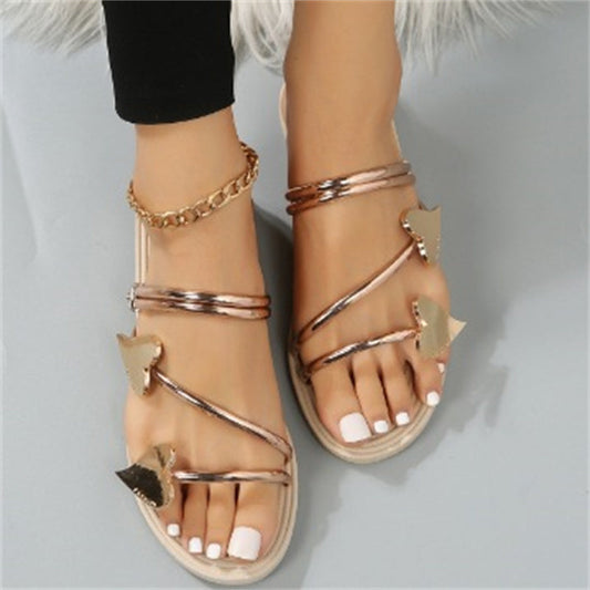 Heart Shape Slippers Summer Flat Love Beach Shoes Women BAZONA