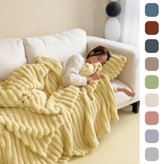 Soft Wind Bubble Velvet Blanket Warm Solid Rabbit Fur Blankets Double-sided Thickening Cover Throw Warm Fur Blanket BAZONA
