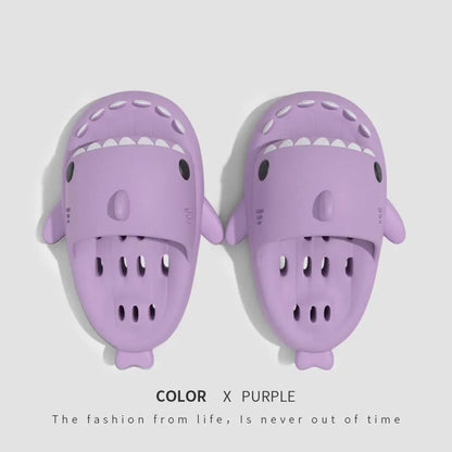 Shark Slippers With Drain Holes Shower Shoes For Women Quick Drying Eva Pool Shark Slides Beach Sandals With Drain Holes - bazona.com