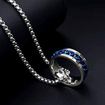 Lucky Titanium Steel Chain Ring Necklace BAZONA