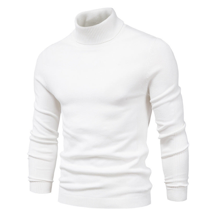 Men's Solid Color Slim Pullover Turtleneck Sweater Winter Casual Tops Clothing BAZONA