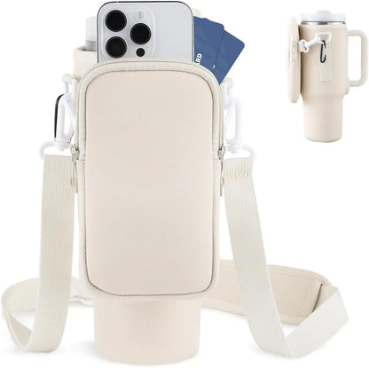 Slok Water Bottle Carrier Bag, Compatible With 40oz Tumbler With Handle, Modern Water Bottle Holder With Simple Adjustable Strap For Outdoor Walking Hiking Travelling Sports-Blue Purple - bazona.com