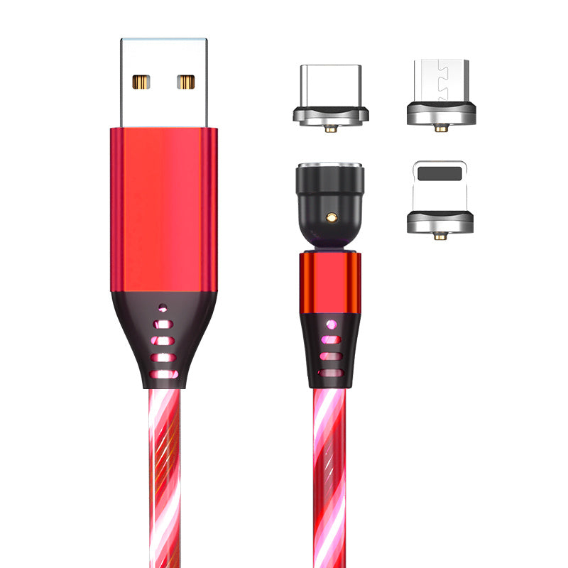 540 Rotate Luminous Magnetic Cable 3A Fast Charging Mobile Phone Charge Cable For LED Micro USB Type C For I Phone Cable BAZONA