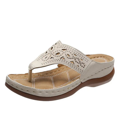 Clip Toe Wedge Sandals Women Summer Flip Flops Slippers Beach Shoes - bazona.com