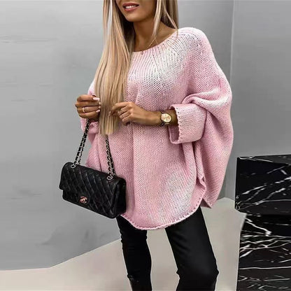 Winter Loose Batwing Sleeve Pullover Sweater Fashion Oversized Knitted Shawl Sweater Tops For Women Clothing BAZONA