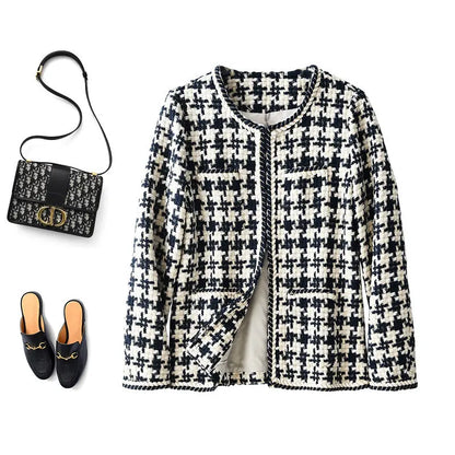 Houndstooth Small Fragrance Jacket Women Clothing - bazona.com
