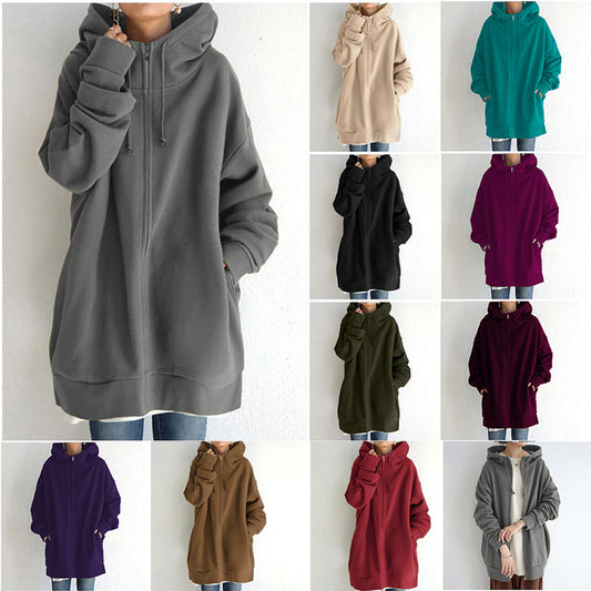 Women's Fuzzy Hoodies Long Sport Pullover Hoodie Full-Zip Hoodie Sweatshirt BAZONA