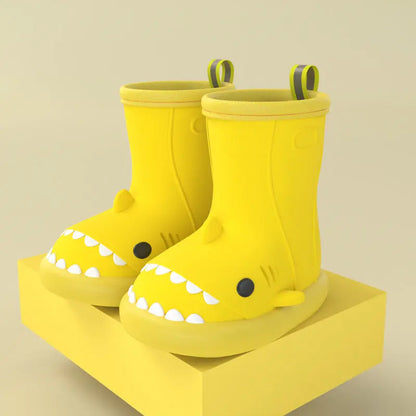 Children Boys Girls Cute Cartoon Waterproof Shoes Safety Rubber Shark Slippers Kids Rain Boots - bazona.com