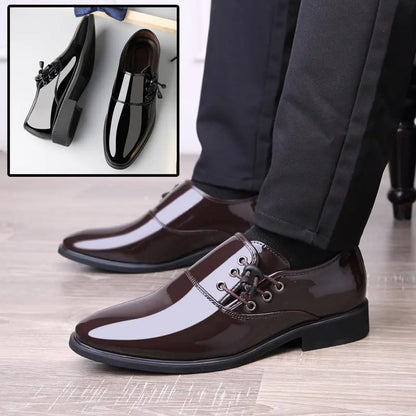 Trending Italian Patent Leather Shoes For Men Business Shoe Lace Up Oxfords Plus Size Male Wedding Party Shoes Men Black Leather - bazona.com