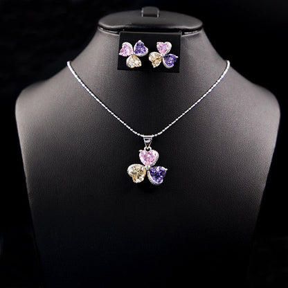 Clover Zircon Diamond Jewellery Set Women BAZONA