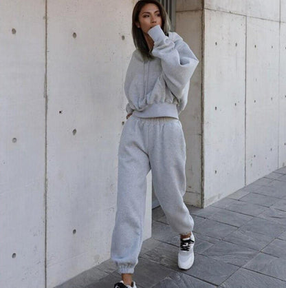 New Style Autumn And Winter Women's New Casual Hoodie Coat Sports Suit BAZONA