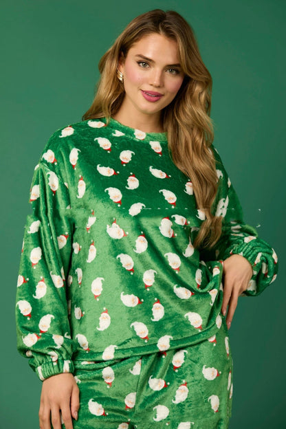 2024 Casual Flannel Pajama Sets For Women 2 Piece Cute Long Sleeve Matching Lounge Shirts Sets Santa Claus Pajamas Homewear BAZONA