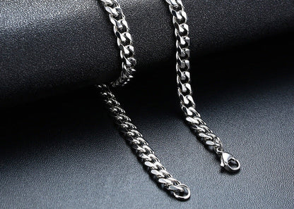 Rectangular Pendant With Cuban Chain Necklace BAZONA