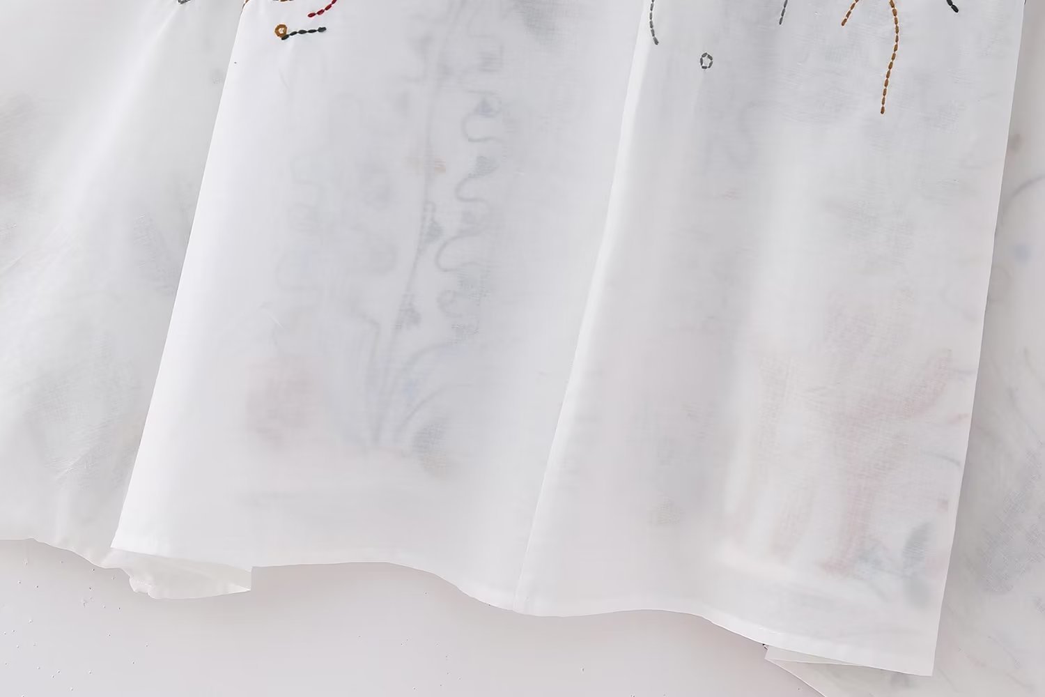 V-neck Embroidery Breasted Shirt High Waist Embroidery Skirt Suit BAZONA