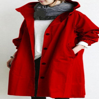 Women Windbreaker Jacket Casual Loose Button Pockets Hooded Quick Dry Windproof Waterproof Clothes For Outdoor Hiking Camping BAZONA