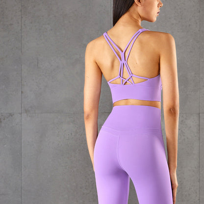 Fitness Cross Back Underwear Strappy Longline Yoga Bras Supportive Round Neck Gym Tops BAZONA