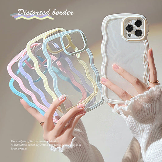 Wave Border Mobile Phone Case Solid Color Simple Candy Color BAZONA