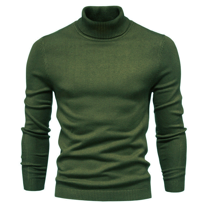 Men's Solid Color Slim Pullover Turtleneck Sweater Winter Casual Tops Clothing BAZONA