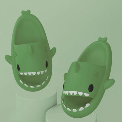 Adult's Slippers Indoor Outdoor Funny Shark Cartoon - bazona.com