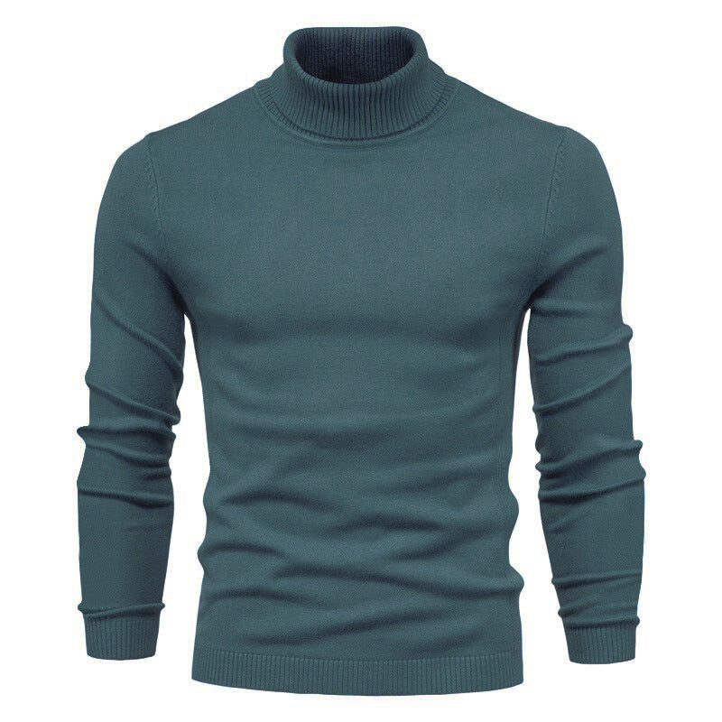 Men's Solid Color Slim Pullover Turtleneck Sweater Winter Casual Tops Clothing BAZONA