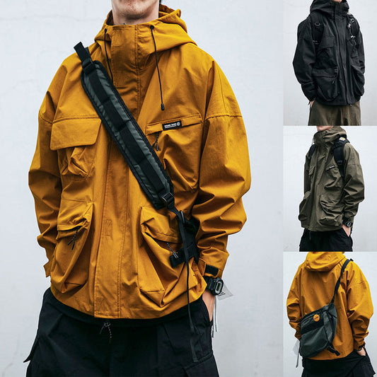 Hooded Jacket Men's Loose Three-dimensional Pocket Functional Windproof Jacket Casual Clothing BAZONA