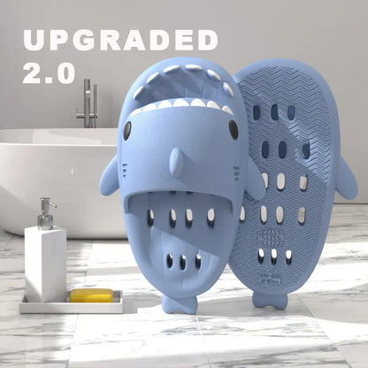 Shark Slippers With Drain Holes Shower Shoes For Women Quick Drying Eva Pool Shark Slides Beach Sandals With Drain Holes - bazona.com