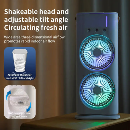 Double-ended Spray Fan Portable Humidifier Fan Air Conditioner Household Small Air Cooler Hydrocooling Portable Air Adjustment BAZONA