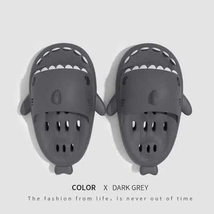 Shark Slippers With Drain Holes Shower Shoes For Women Quick Drying Eva Pool Shark Slides Beach Sandals With Drain Holes - bazona.com
